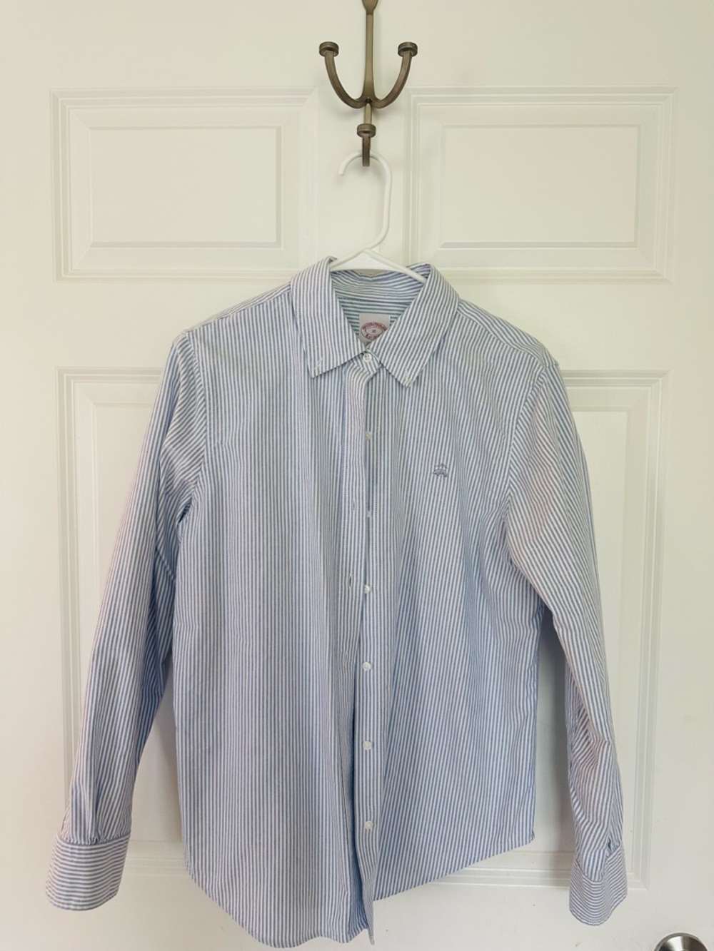 Brooks Brothers Women’s Classic Fit Blue and White Striped Button-Down Shirt